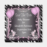 Pink Princess Zebra Baby Shower Save The Date