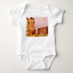Pink Private Property Horse Baby Bodysuit