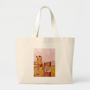 Pink Private Property Horse Large Tote Bag