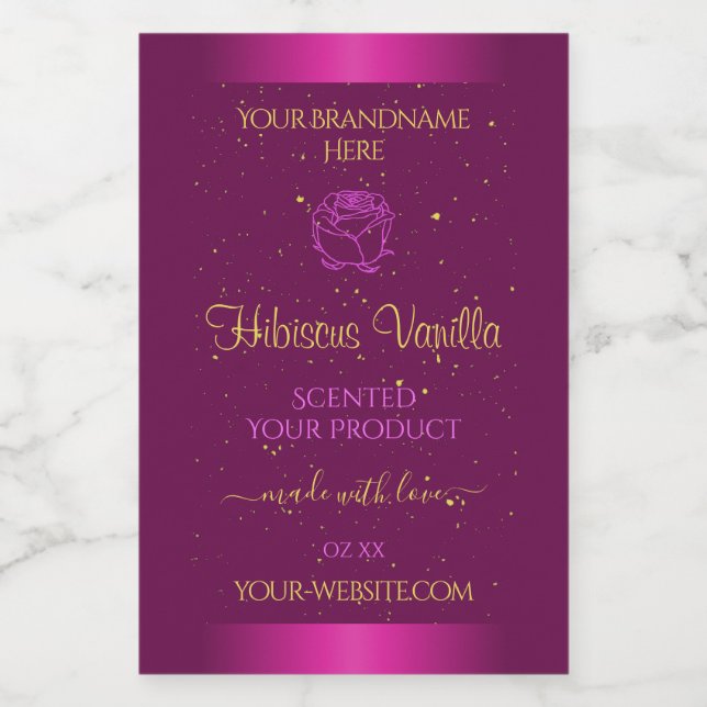 Pink Product Labels Gold Soft Glitter Rose Graphic (Single Label)