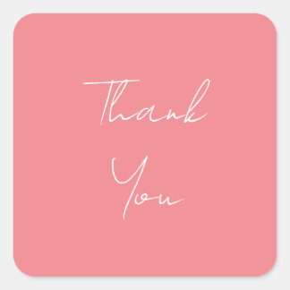 Pink Professional Handwritten Script Thank You Square Sticker