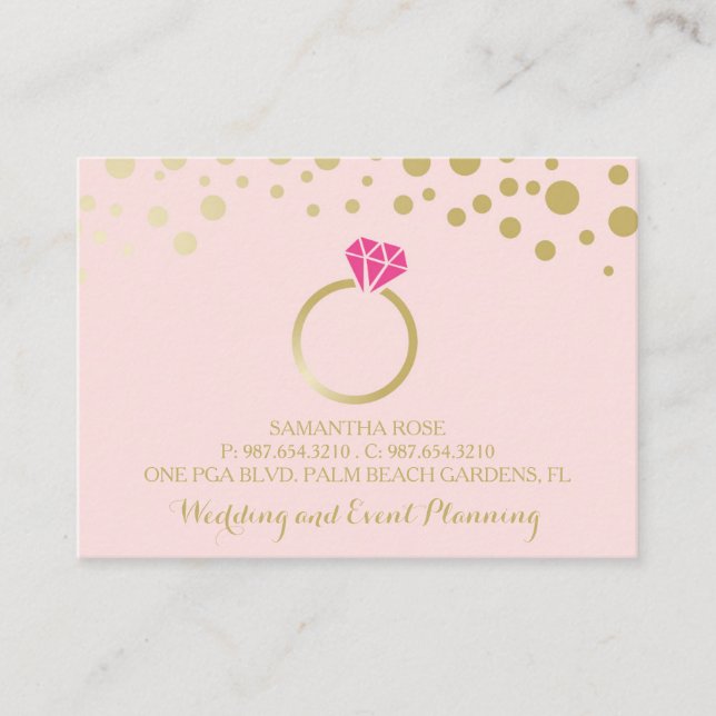 Pink Professional Wedding and Event Planner Business Card (Front)