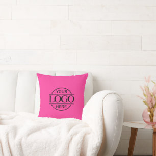 Pink Promotional Elegant Company Business Logo Throw Pillow