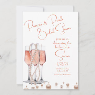 Pink Prosecco and Pearls Bridal Shower Invitation