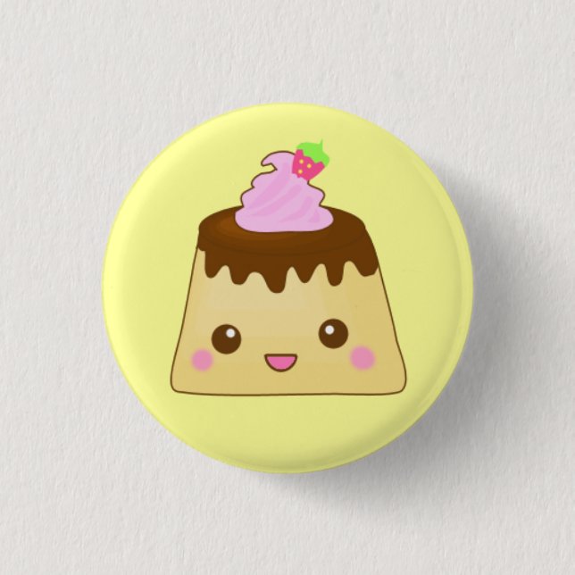 pink pudding cute! 1 inch round button (Front)
