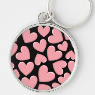 Pink Puffy Hearts Keychain