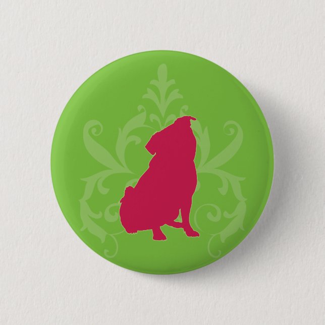 Pink Pug 2 Inch Round Button (Front)