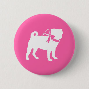 Pink Pug Dog Theme Party Celebration 2 Inch Round Button