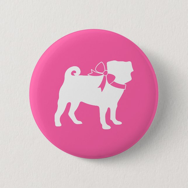 Pink Pug Dog Theme Party Celebration 2 Inch Round Button (Front)