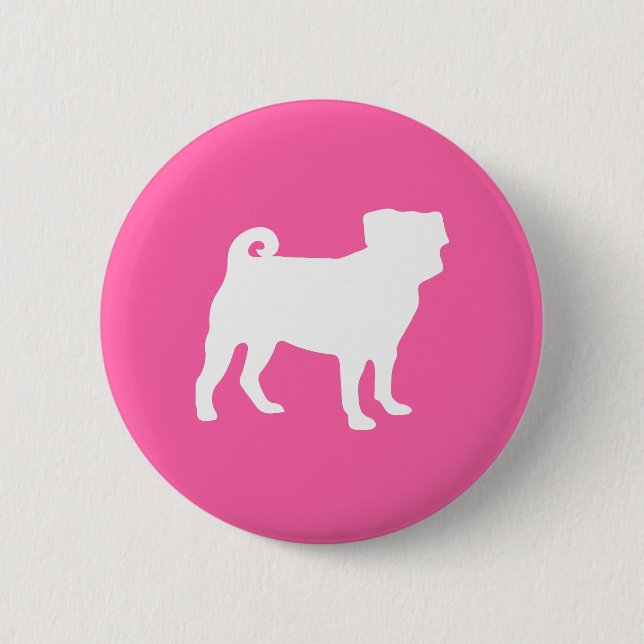 Pink Pug Dog Theme Party Celebration 2 Inch Round Button (Front)