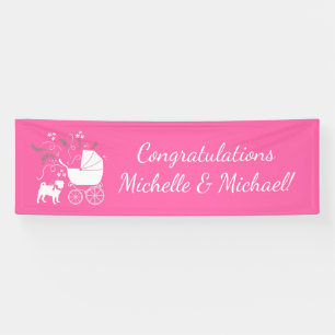 Pink Pug Dog Theme Party Celebration Banner