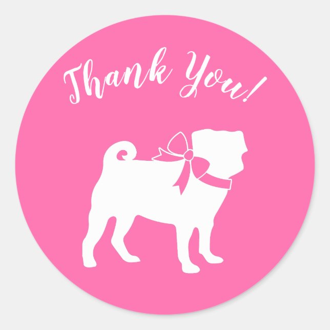 Pink Pug Dog Theme Party Celebration Classic Round Sticker (Front)