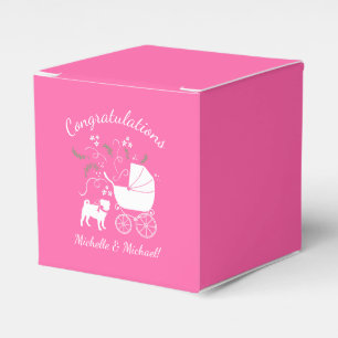 Pink Pug Dog Theme Party Celebration Favor Box