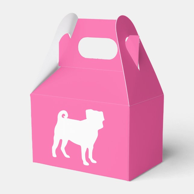 Pink Pug Dog Theme Party Celebration Favor Box (Front Side)