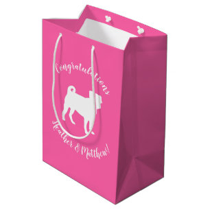 Pink Pug Dog Theme Party Celebration Medium Gift Bag