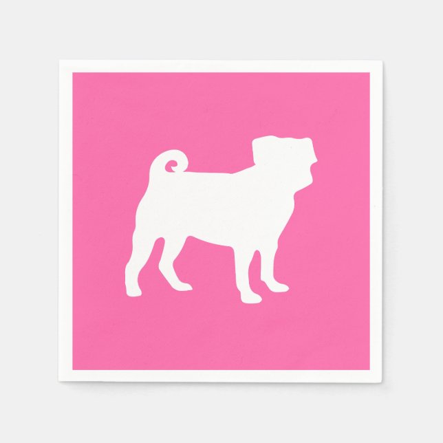 Pink Pug Dog Theme Party Celebration Napkin (Front)