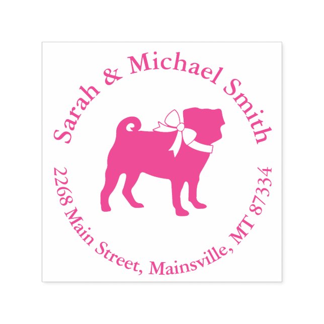 Pink Pug Dog Theme Party Celebration Self-inking Stamp (Design)