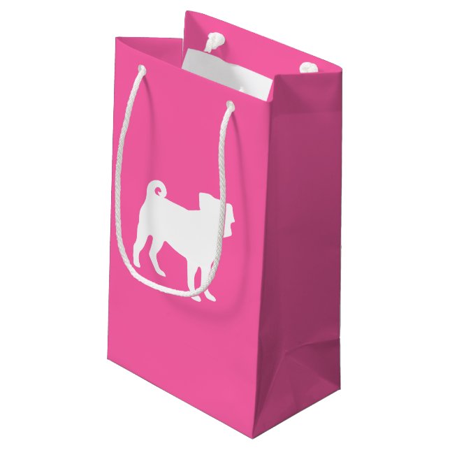 Pink Pug Dog Theme Party Celebration Small Gift Bag (Back Angled)