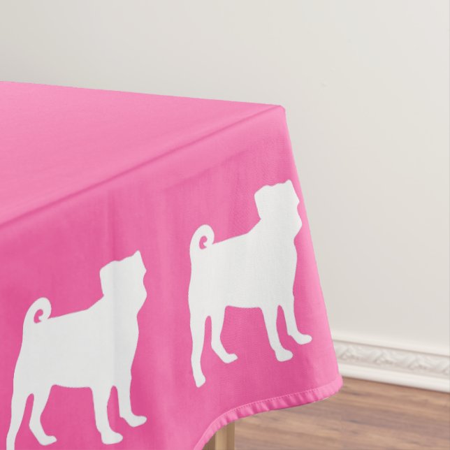 Pink Pug Dog Theme Party Celebration Tablecloth (In Situ)