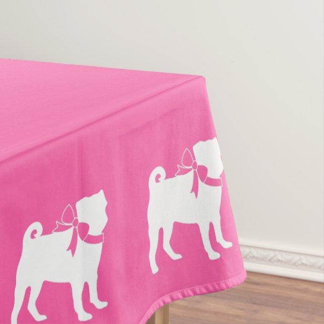 Pink Pug Dog Theme Party Celebration Tablecloth (In Situ)
