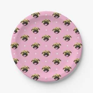 Pink Pug Paper Plates