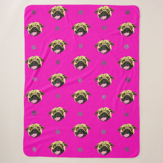 Pink Pug Sherpa Blanket