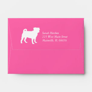 Pink Pug Silhouette Puppy Baby Shower Envelope