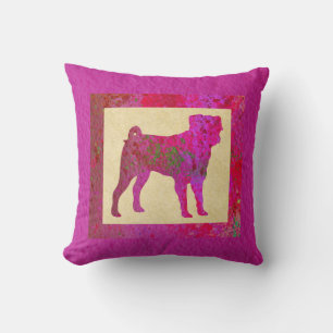 Pink Pug Throw Pillow