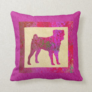 Pink Pug Throw Pillow