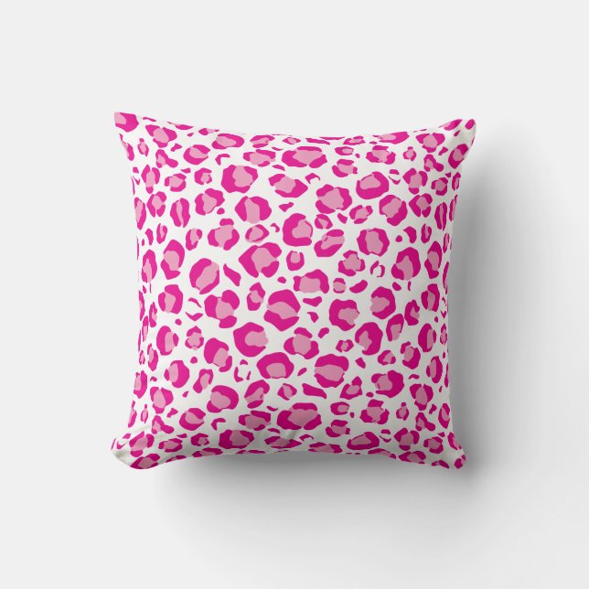 Pink puma print on customizable background  throw pillow (Front)