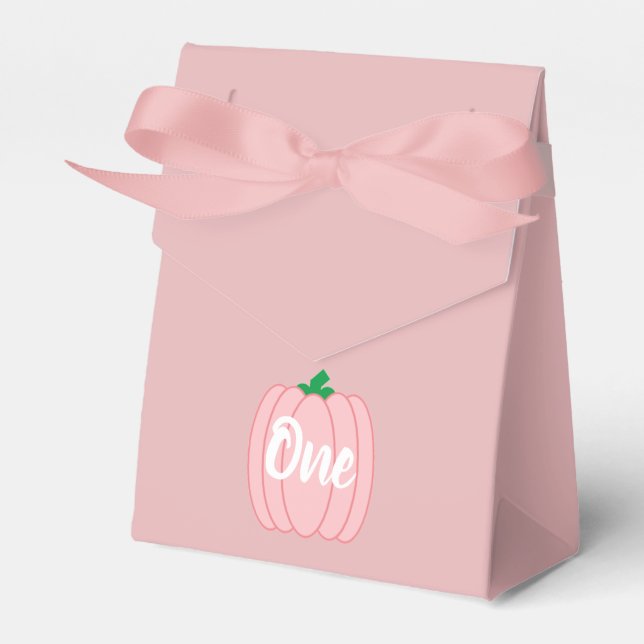 Pink Pumpkin 1st Birthday Favor Box (Front Side)