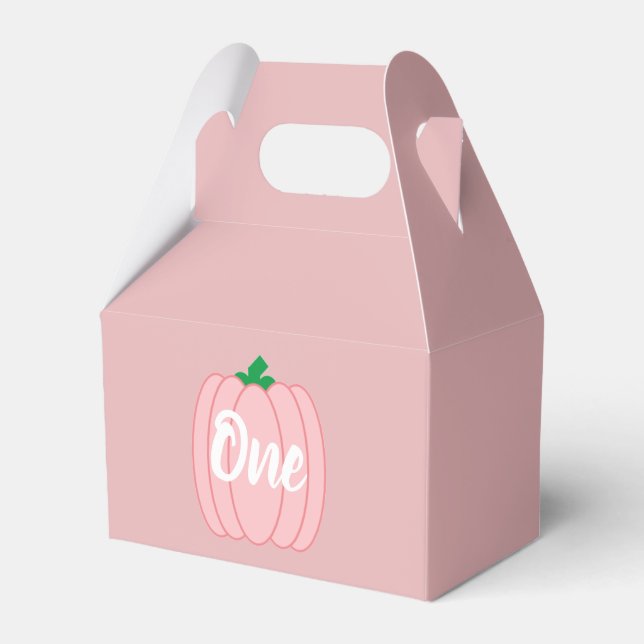 Pink Pumpkin 1st Birthday Favor Box (Front Side)