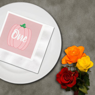 Pink Pumpkin 1st Birthday Napkin