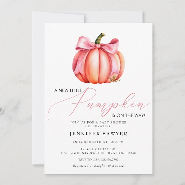 Pink Pumpkin | Autumn Baby Shower Invitation (Front)