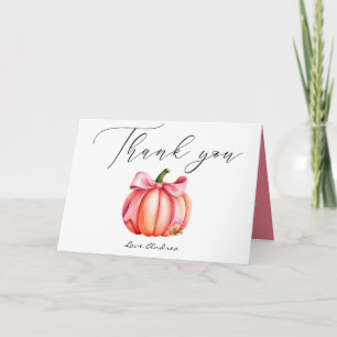 Pink Pumpkin Autumn Baby Shower Thank You Card