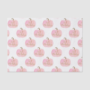 Pink Pumpkin Autumn Fall Gold 1st Birthday Party Tissue Paper