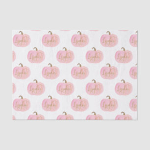 Pink Pumpkin Autumn Gold LAYLA Name Personalized Tissue Paper