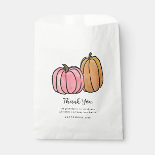 Pink Pumpkin Autumn Harvest Baby Girl Shower Favour Bag