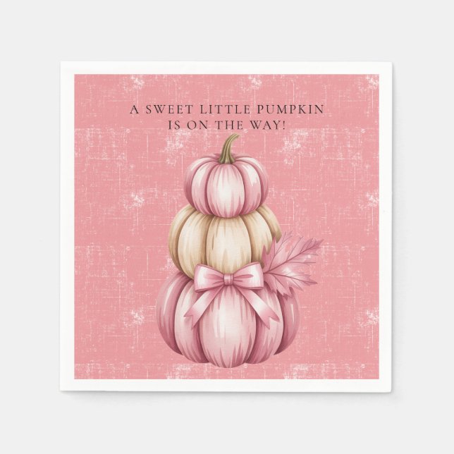 Pink Pumpkin Baby Girl Shower Napkin (Front)