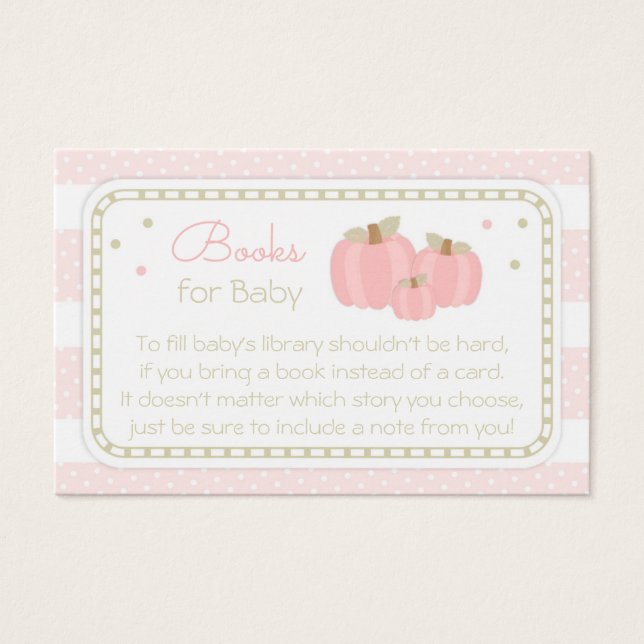 Pink Pumpkin Baby Shower Book Request Card (Front)