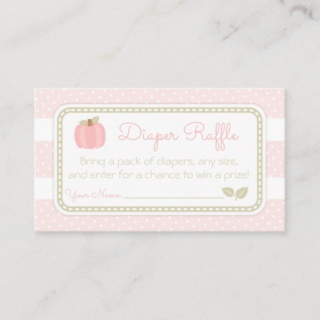 Pink Pumpkin Baby Shower Diaper Raffle Ticket Enclosure Card (Front)