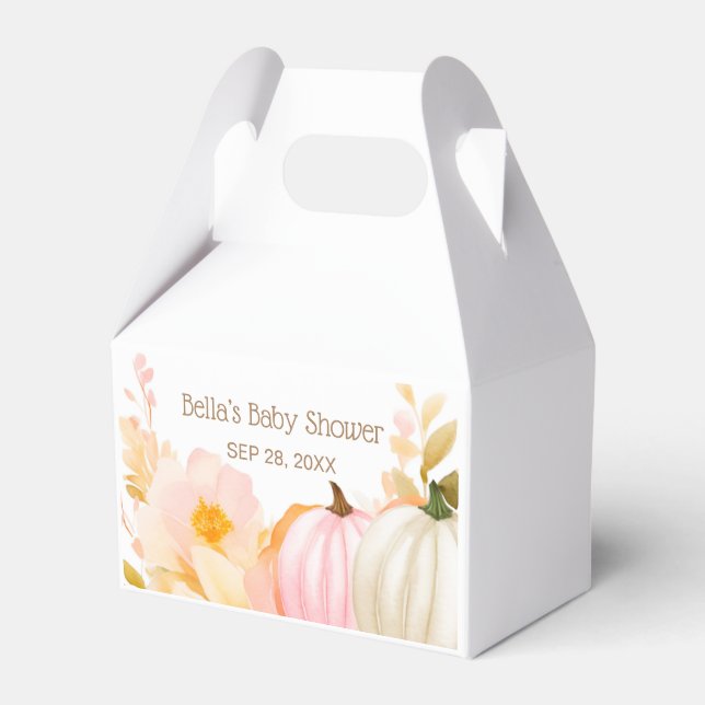 Pink Pumpkin Baby Shower Favor Box (Front Side)