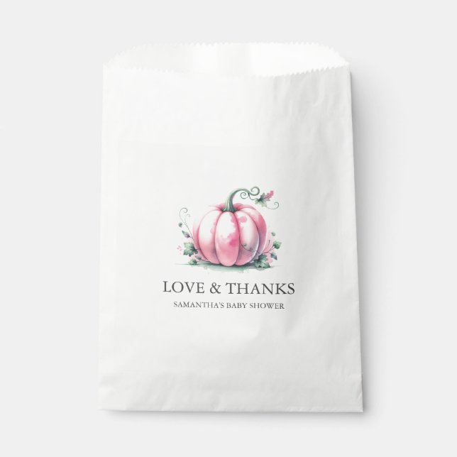 Pink Pumpkin Baby Shower Favour Bag (Front)