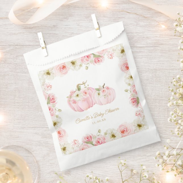 Pink Pumpkin Baby Shower Favour Bags (Clipped)