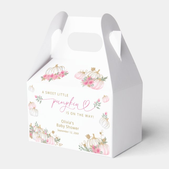 Pink Pumpkin Baby Shower Favour Boxes (Front Side)