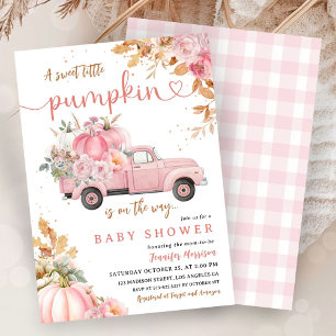 Pink Pumpkin Baby Shower Girl Little Pumpkin Truck Invitation
