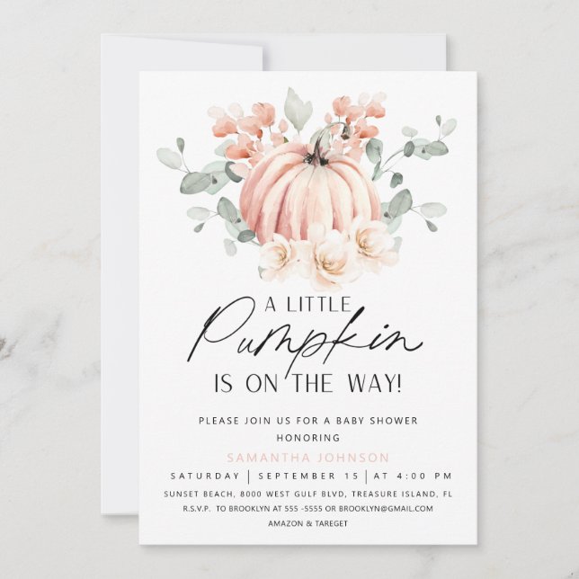 Pink Pumpkin Baby Shower Invitation (Front)