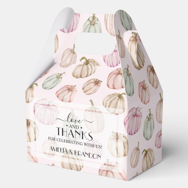 Pink Pumpkin Baby Shower Large Favor Box (Front)