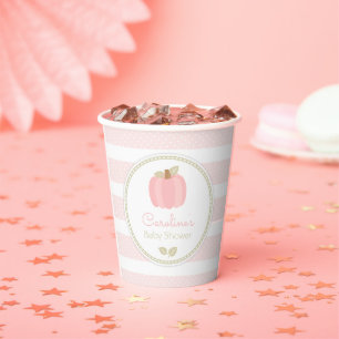 Pink Pumpkin Baby Shower Paper Cups