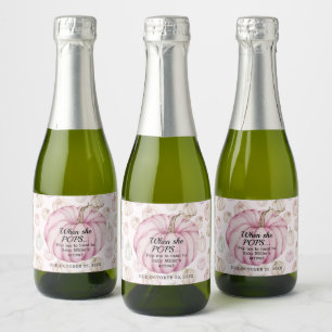 Pink Pumpkin Baby Shower Pop It Mini Sparkling Wine Label